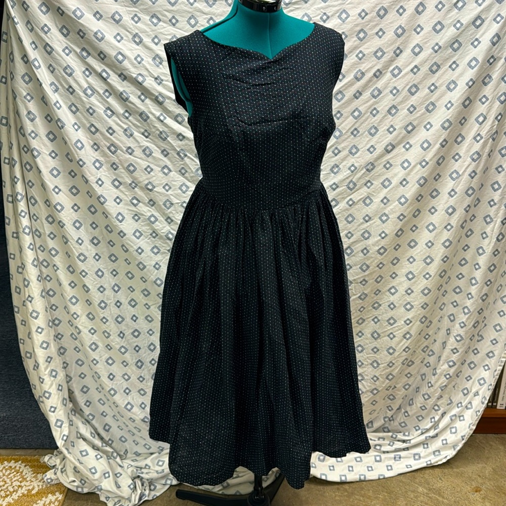 Modcloth Fit and flare Black multicolor Rainbow Dot Dress